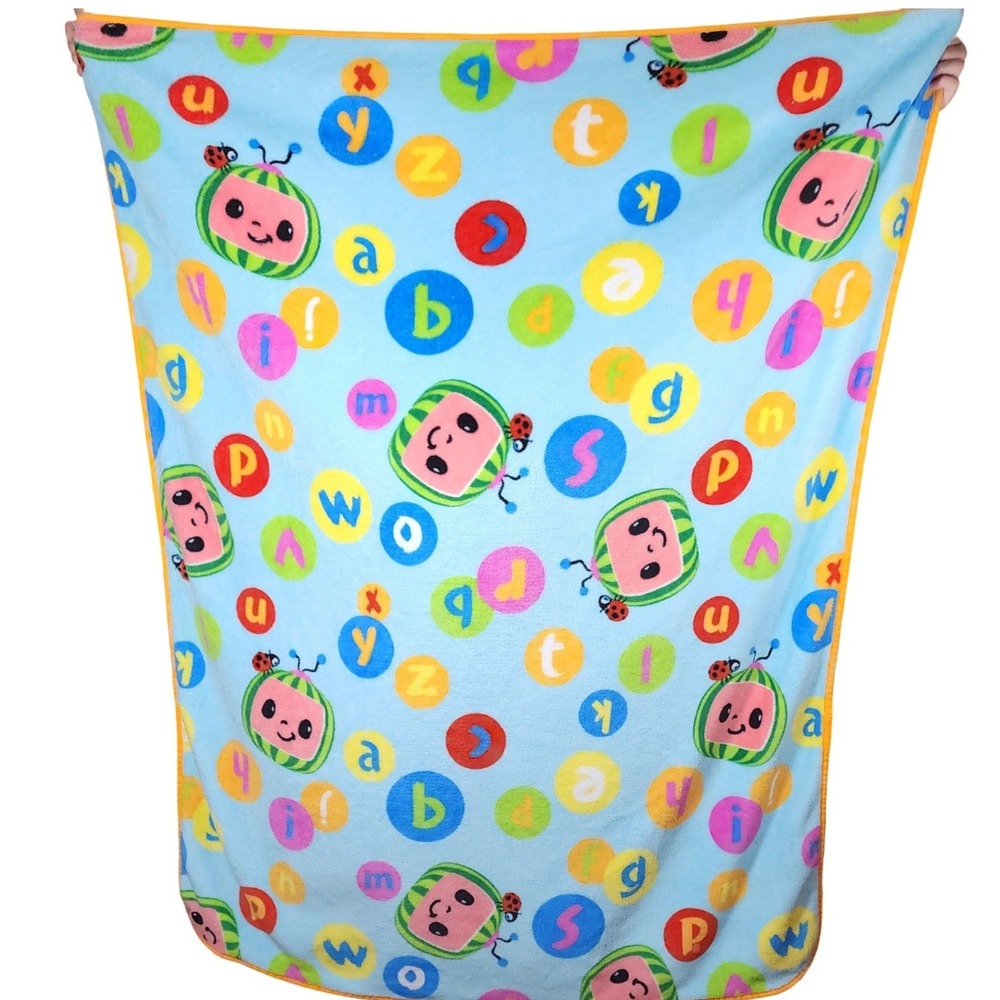 Cocomelon Alphabet Fleece Throw Blanket Blue Orange 40x48 Kids Toddler 2021